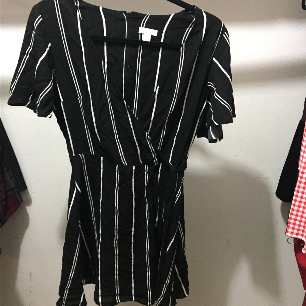 Xhilaration small black striped wrap dress